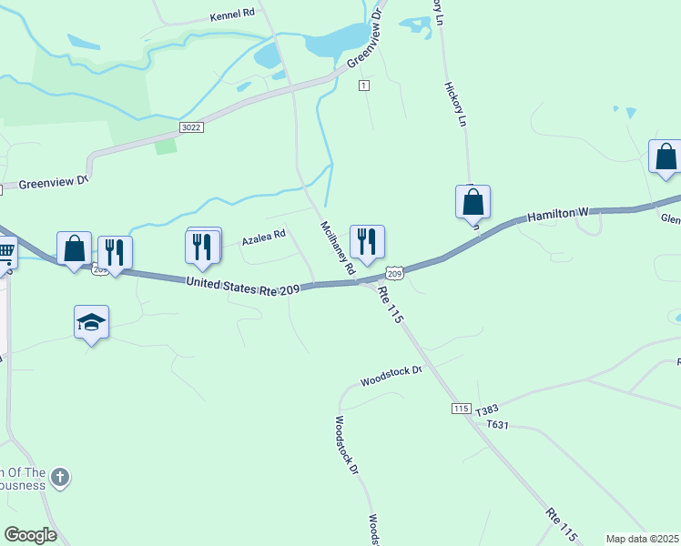 map of restaurants, bars, coffee shops, grocery stores, and more near 107 Mcilhaney Road in Effort