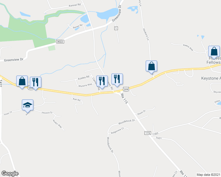 map of restaurants, bars, coffee shops, grocery stores, and more near 107 Mcilhaney Road in Effort