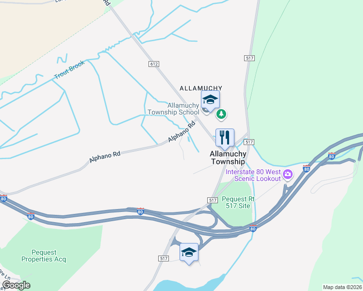 map of restaurants, bars, coffee shops, grocery stores, and more near 15 Old Hackettstown Road in Hackettstown