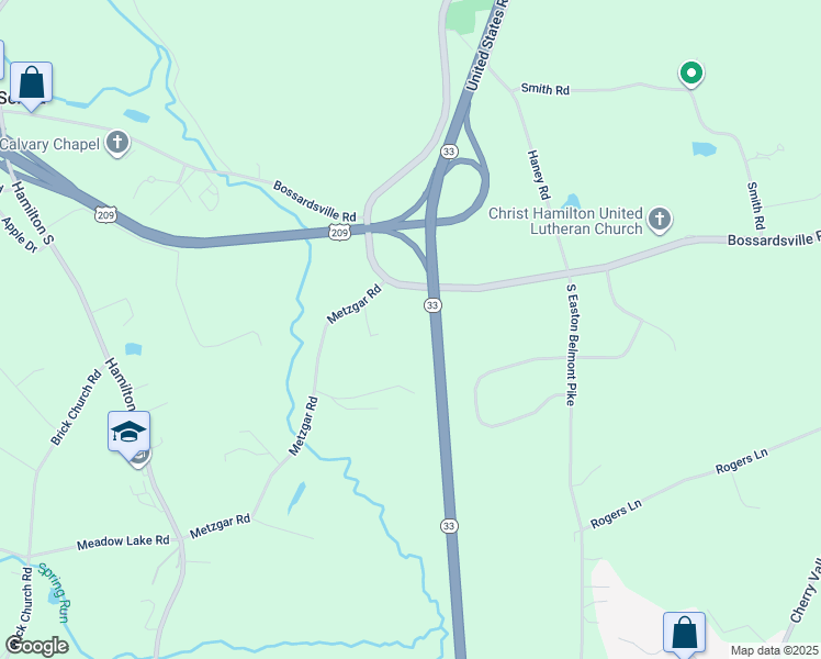 map of restaurants, bars, coffee shops, grocery stores, and more near 304 Bossardsville Road in Stroudsburg