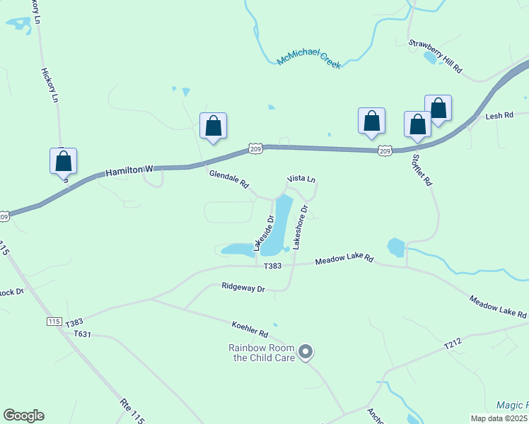 map of restaurants, bars, coffee shops, grocery stores, and more near 543 Lakeshore Drive West in Effort