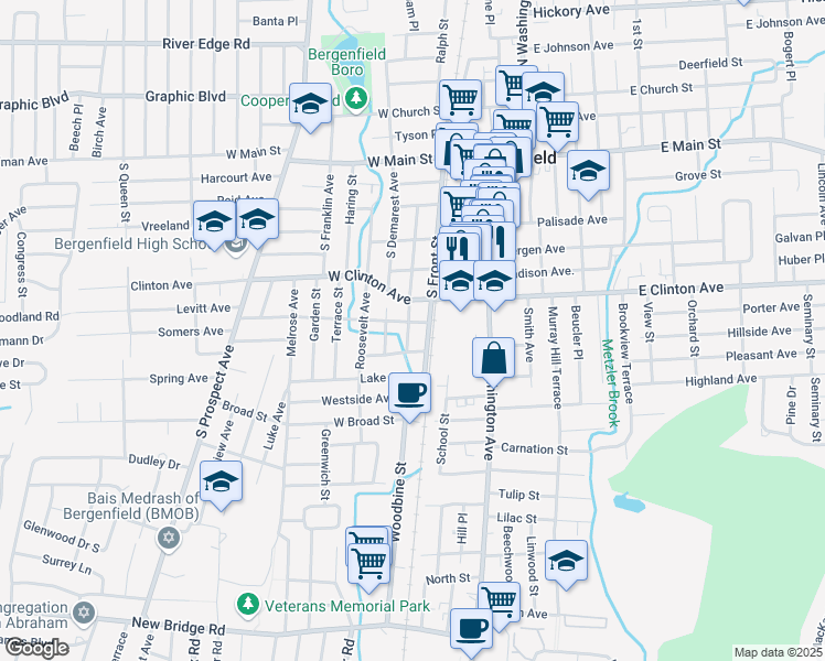 map of restaurants, bars, coffee shops, grocery stores, and more near 4 Anderson Avenue in Bergenfield