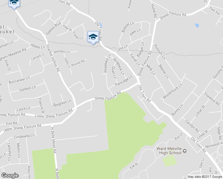 map of restaurants, bars, coffee shops, grocery stores, and more near 20 Partridge Lane in Setauket- East Setauket