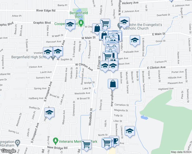 map of restaurants, bars, coffee shops, grocery stores, and more near 4 Anderson Avenue in Bergenfield