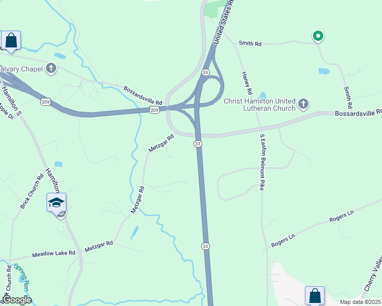 map of restaurants, bars, coffee shops, grocery stores, and more near 304 Bossardsville Road in Stroudsburg