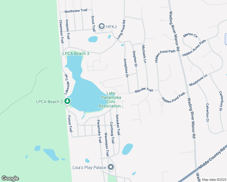 map of restaurants, bars, coffee shops, grocery stores, and more near 37 Lakeside Trail in Ridge