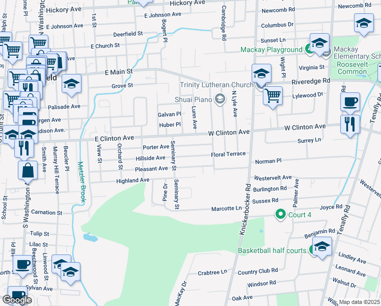 map of restaurants, bars, coffee shops, grocery stores, and more near 211 Hillside Avenue in Bergenfield