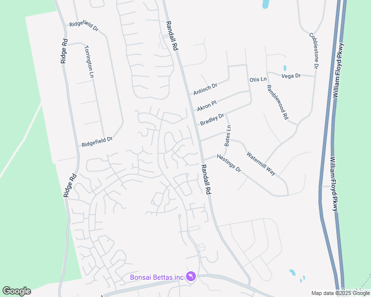 map of restaurants, bars, coffee shops, grocery stores, and more near 125 Exmore Court in Ridge