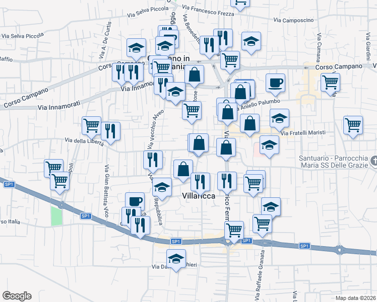 map of restaurants, bars, coffee shops, grocery stores, and more near 1 Via Cataste in Giugliano In Campania