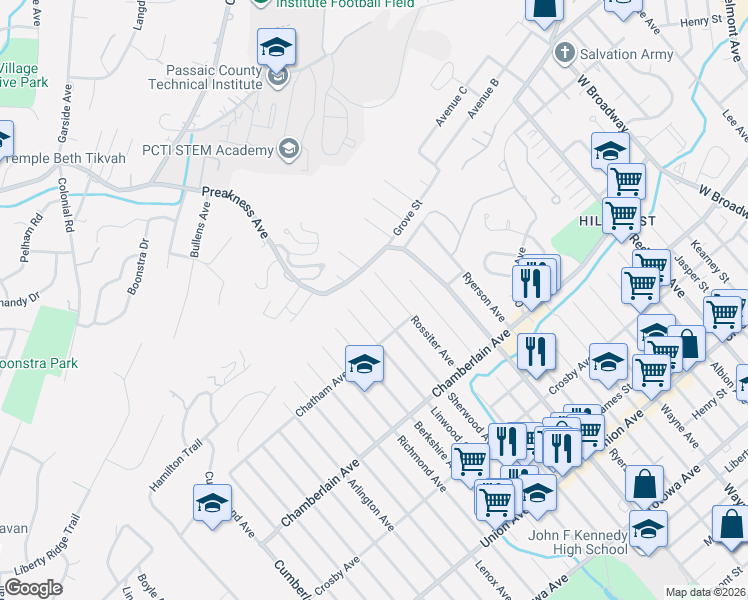 map of restaurants, bars, coffee shops, grocery stores, and more near 310 Sherwood Avenue in Paterson
