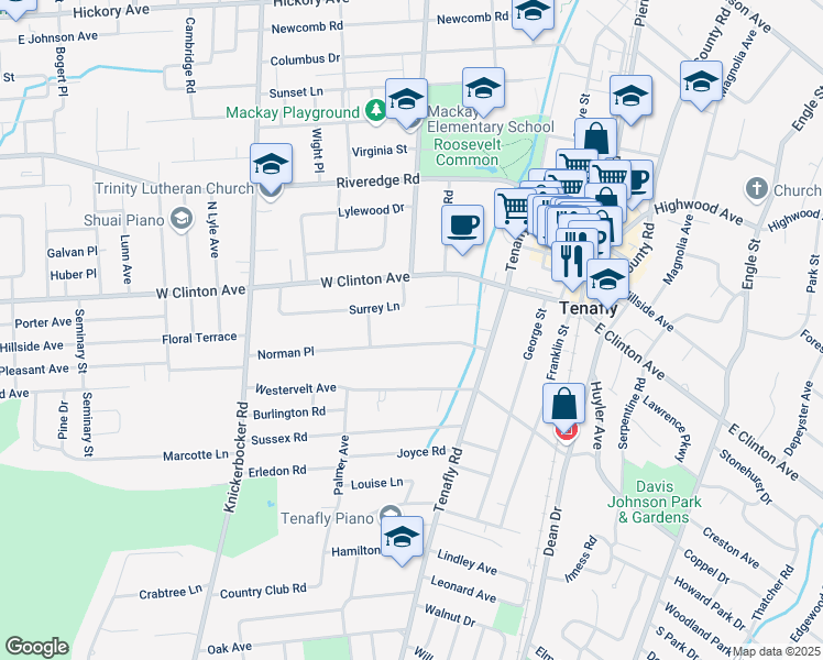 map of restaurants, bars, coffee shops, grocery stores, and more near 21 Norman Place in Tenafly