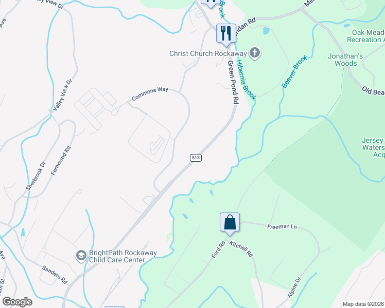 map of restaurants, bars, coffee shops, grocery stores, and more near 115 Green Pond Road in Rockaway