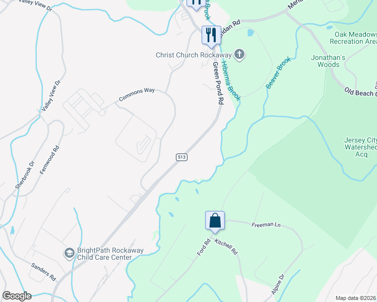 map of restaurants, bars, coffee shops, grocery stores, and more near 115 Green Pond Road in Rockaway