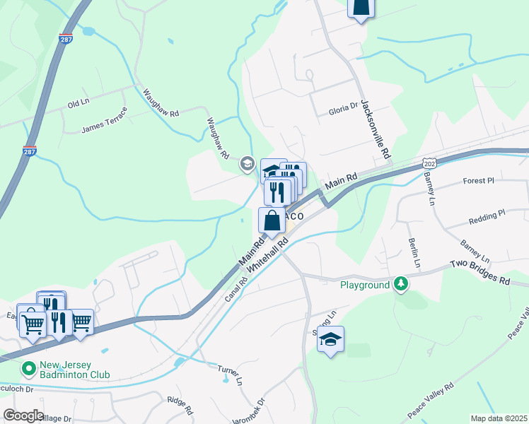 map of restaurants, bars, coffee shops, grocery stores, and more near in Montville