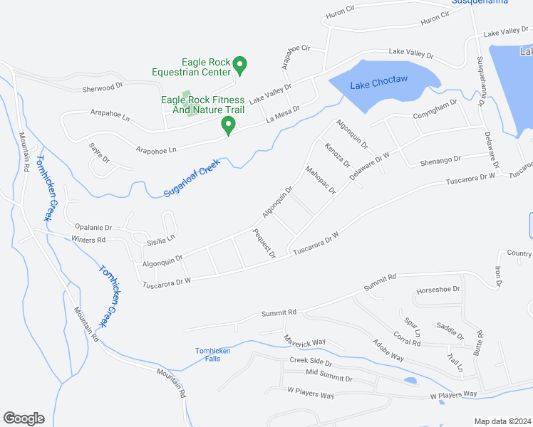 map of restaurants, bars, coffee shops, grocery stores, and more near Algonquin Drive in Schuylkill County