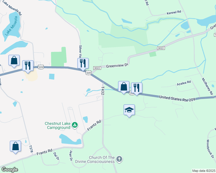 map of restaurants, bars, coffee shops, grocery stores, and more near 2000 U.S. 209 in Effort