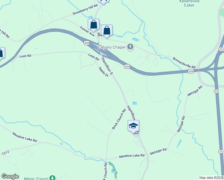 map of restaurants, bars, coffee shops, grocery stores, and more near 5623 Hamilton South in Stroudsburg