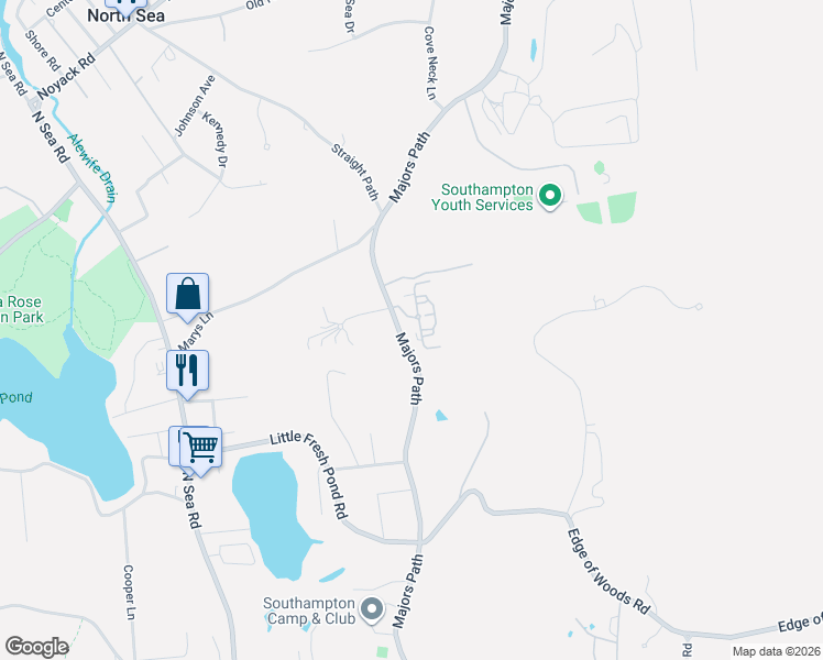 map of restaurants, bars, coffee shops, grocery stores, and more near 989 Majors Path in Southampton