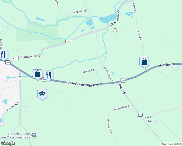map of restaurants, bars, coffee shops, grocery stores, and more near 209 Azalea Road in Effort