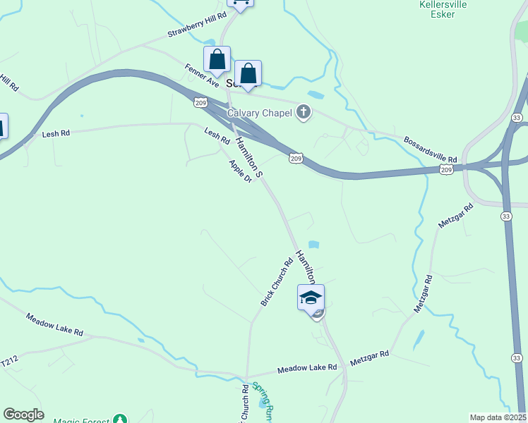 map of restaurants, bars, coffee shops, grocery stores, and more near 5623 Hamilton South in Stroudsburg