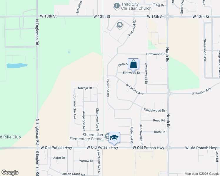 map of restaurants, bars, coffee shops, grocery stores, and more near 529 Redwood Road in Grand Island