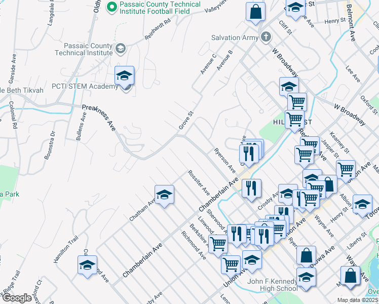 map of restaurants, bars, coffee shops, grocery stores, and more near 464 Preakness Avenue in Paterson