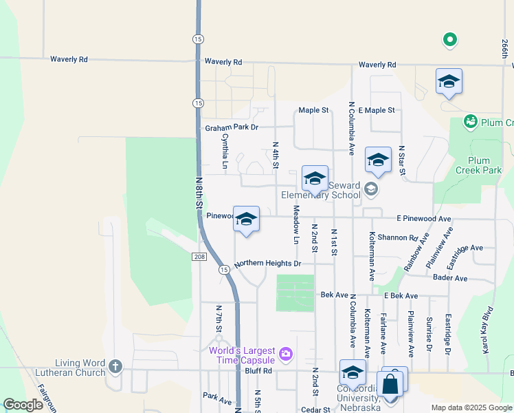 map of restaurants, bars, coffee shops, grocery stores, and more near 497 Church Street in Seward
