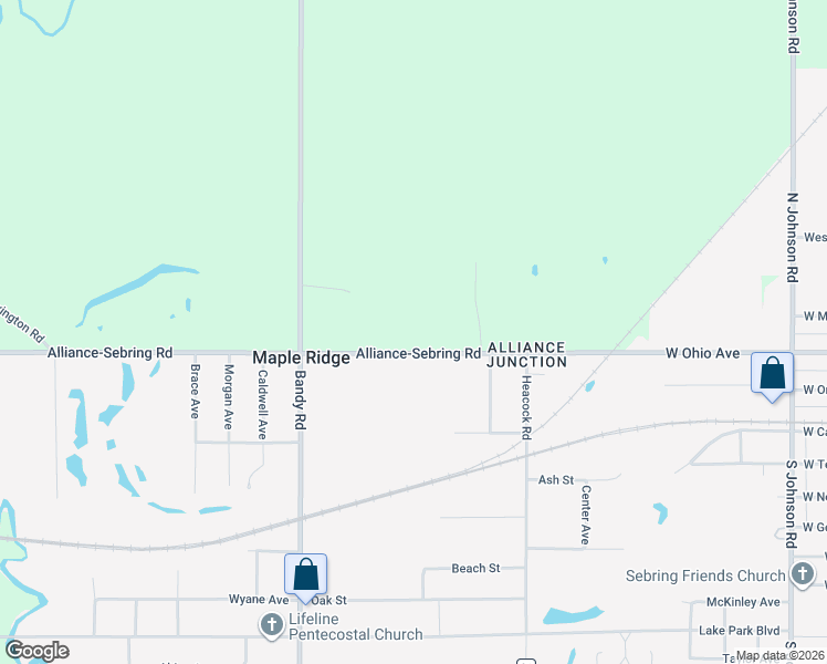 map of restaurants, bars, coffee shops, grocery stores, and more near 20710 State Street Northeast in Alliance