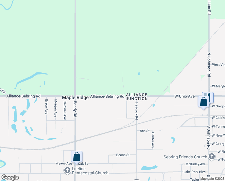 map of restaurants, bars, coffee shops, grocery stores, and more near 20710 State Street Northeast in Alliance