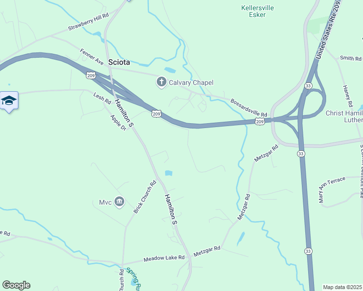 map of restaurants, bars, coffee shops, grocery stores, and more near 182 Village Lane in Sciota