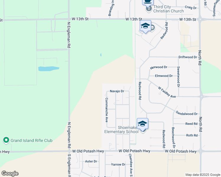 map of restaurants, bars, coffee shops, grocery stores, and more near 8 Navajo Drive in Grand Island