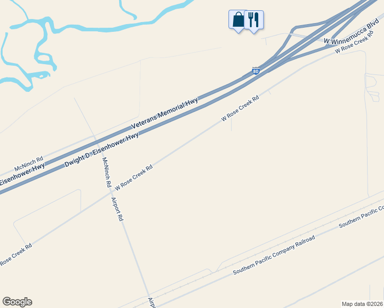 map of restaurants, bars, coffee shops, grocery stores, and more near 5870 West Rose Creek Road in Winnemucca