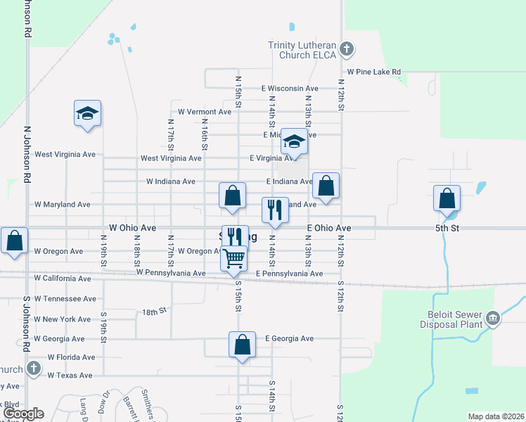 map of restaurants, bars, coffee shops, grocery stores, and more near 145 East Maryland Avenue in Sebring