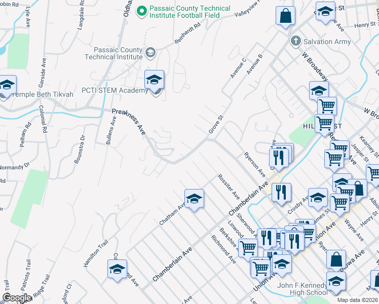 map of restaurants, bars, coffee shops, grocery stores, and more near 15 Ford Road in Haledon