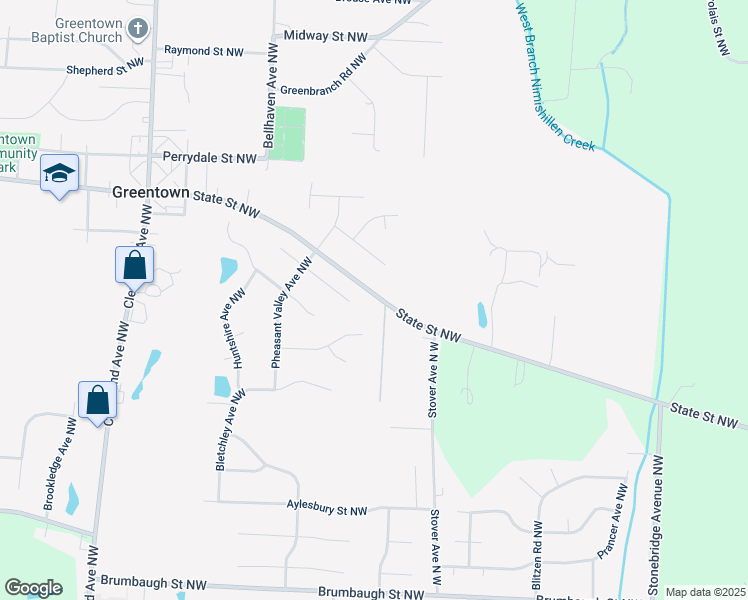 map of restaurants, bars, coffee shops, grocery stores, and more near 2640 State Street Northwest in Uniontown