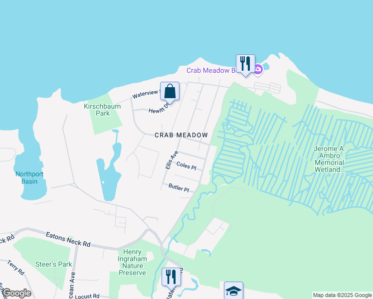 map of restaurants, bars, coffee shops, grocery stores, and more near in Fort Salonga
