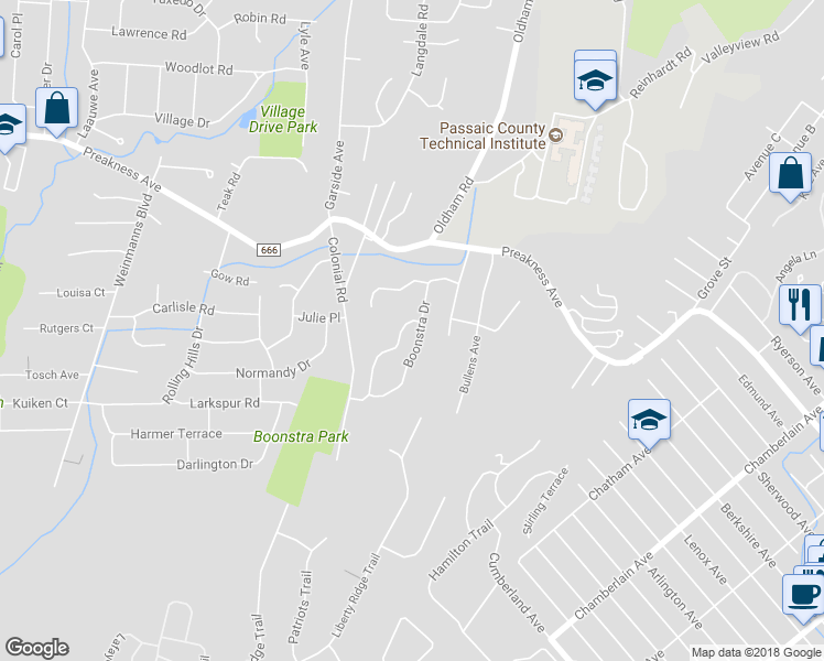 map of restaurants, bars, coffee shops, grocery stores, and more near 29 Boonstra Drive in Wayne