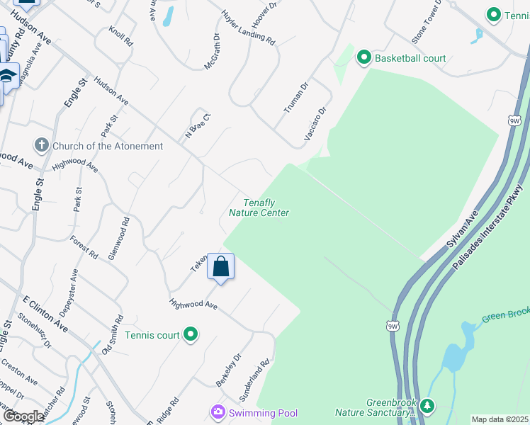 map of restaurants, bars, coffee shops, grocery stores, and more near 313 Hudson Avenue in Tenafly