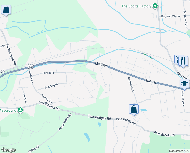 map of restaurants, bars, coffee shops, grocery stores, and more near 20 Alpine Road in Montville