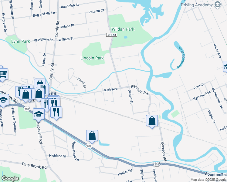 map of restaurants, bars, coffee shops, grocery stores, and more near 21 Park Avenue in Lincoln Park