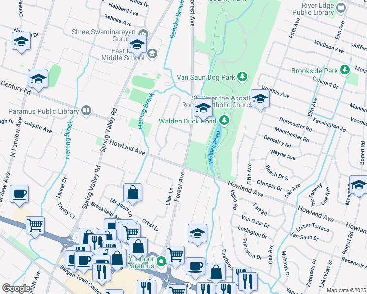 map of restaurants, bars, coffee shops, grocery stores, and more near 204 Filippe Court in Paramus