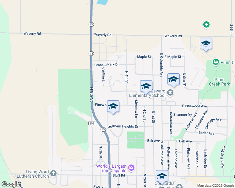 map of restaurants, bars, coffee shops, grocery stores, and more near 497 Church Street in Seward