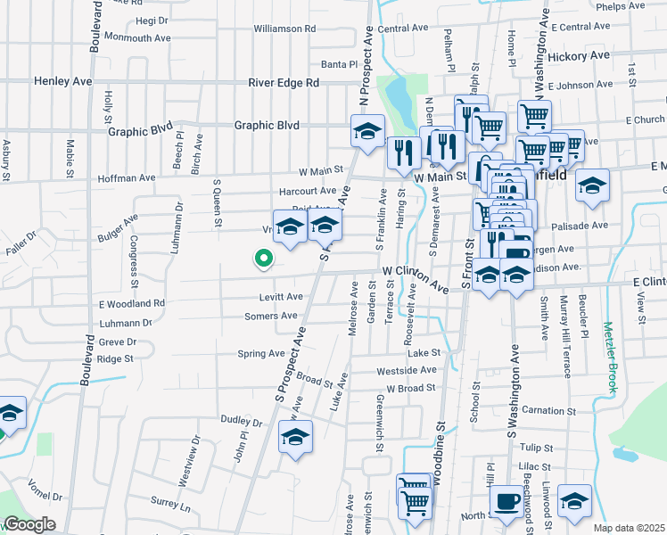 map of restaurants, bars, coffee shops, grocery stores, and more near 181 West Clinton Avenue in Bergenfield