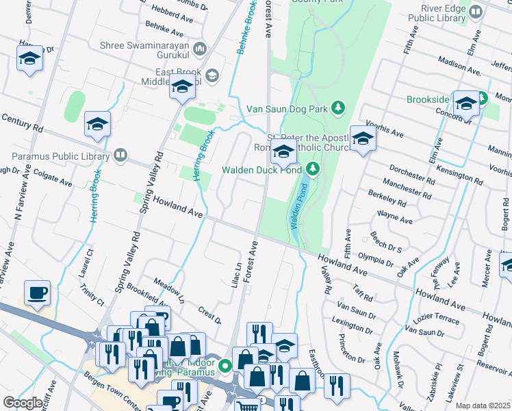 map of restaurants, bars, coffee shops, grocery stores, and more near 204 Filippe Court in Paramus