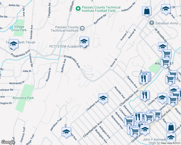 map of restaurants, bars, coffee shops, grocery stores, and more near 402 Heights Drive in Haledon