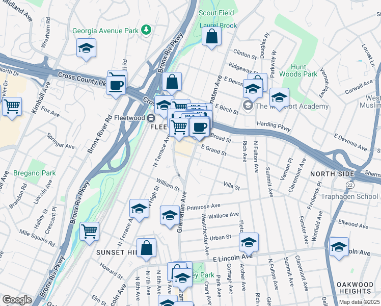 map of restaurants, bars, coffee shops, grocery stores, and more near in Mount Vernon
