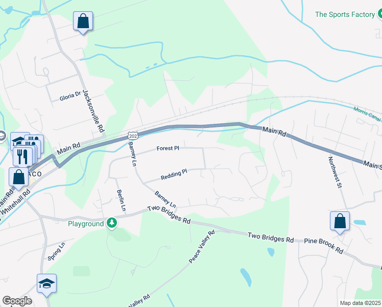 map of restaurants, bars, coffee shops, grocery stores, and more near 1 Forest Hill Road in Montville