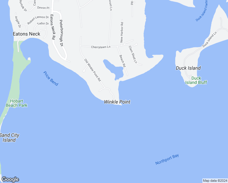 map of restaurants, bars, coffee shops, grocery stores, and more near 155 Old Winkle Point Road in Northport