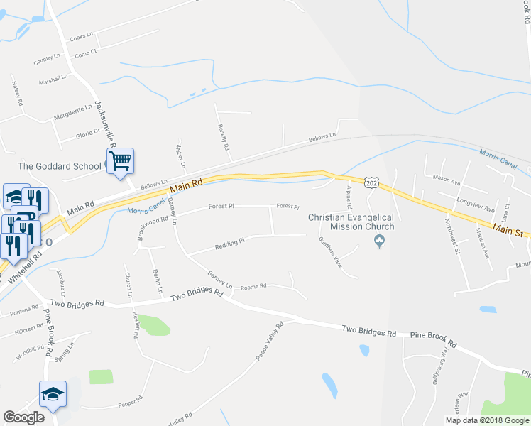 map of restaurants, bars, coffee shops, grocery stores, and more near 1 Forest Hill Road in Montville