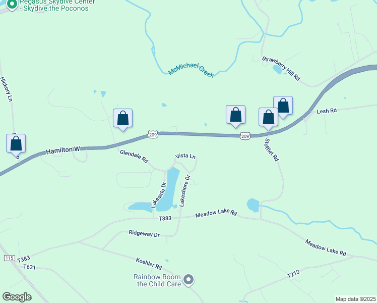 map of restaurants, bars, coffee shops, grocery stores, and more near 522 Vista Lane in Sciota
